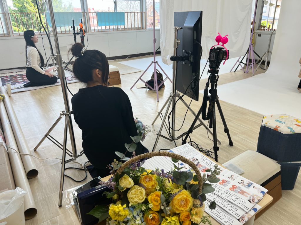 北海道のいなほガーデン星の子幼稚園入園式でセルフ写真館